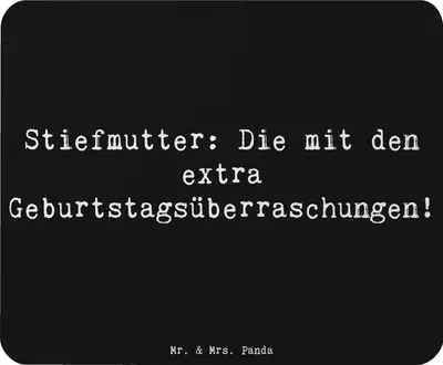 Produktbild von Mr. & Mrs. Panda Mousepad Spruch Stiefmutter Überraschungen - Schwarz - Geschenk, mauspad laptop, Mouse Pad, Weihnachten, Geburtstagsüberraschungen, Stiefkind, Feiern