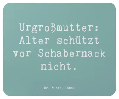 Produktbild von Mr. & Mrs. Panda Mousepad Spruch Urgroßmutter Schabernack - Meeresbrise - Geschenk, handgemacht, Alter, pc, Jubiläen, Mouse Pad, Familientradition, mousematte, Ahnen