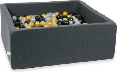Produktbild von Trockengraphitpool 110x110x40 mit 600 Bällen: Silber, Gold, Schwarz