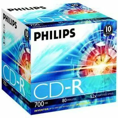 Produktbild von Philips CD-Rohlinge, 80Min, 700MB, Speed 52x, Jewelcase (10 Disc)