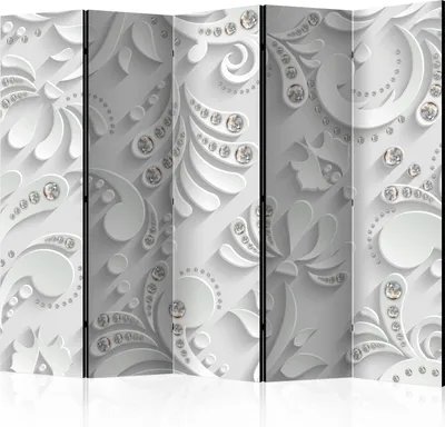Produktbild von 5-teiliger Doppelseitiger Vlies Paravent - Flowers in Crystals II 225x172 cm Muster f-C-0214-z-c