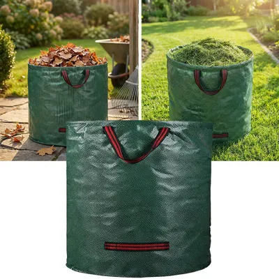Produktbild von XL Garten Abfallsack, 272 Liter, Ø 67 x 76 cm - stabile Grünschnittsäcke mit Doppelboden, faltbar, ideal für Grünschnitt, 150gsm Polypropylen