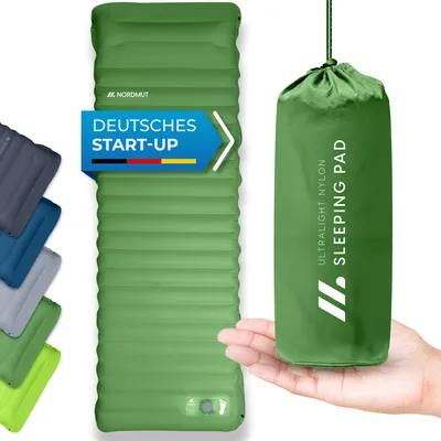 Produktbild von NORDMUT® Isomatte Selbstaufblasend 10cm – Isomatte Camping mit kleinem Packmaß – Selbstaufblasbare Luftmatratze für kinderleichtes aufpumpen – Camping Matratze Ultra komfortabel