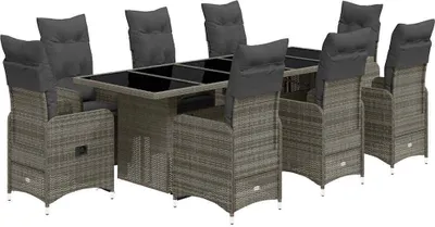 Productafbeelding van vidaXL 9-delige tuinset met kussens, grijs, van polyrotan