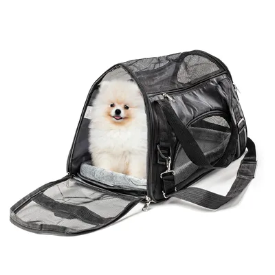 Image de Sac de transport pour animaux de compagnie pour chiens chats Transport auto box 47 x 25 x 26 cm Noir