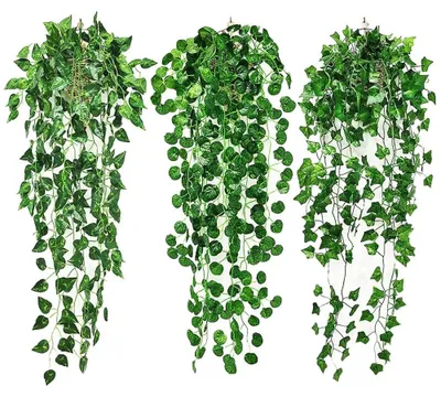 Image de 3 plantes suspendues artificielles, 95 cm, faciles d'entretien, plantes grimpantes artificielles, plantes en plastique pour la décoration des murs de jardin, à l'intérieur comme à l'extérieur