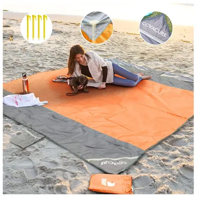 Produktbild von Picknickdecke Wasserdicht Strandmatte Picknickdecke Stranddecke Strandmatte Campingdecke 210 x 200 cm Wasserdicht Sanddicht 0.38kg Ultraleicht und