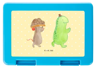 Produktbild von Mr. & Mrs. Panda Bento Box Schildkröte Maus - Gelb Pastell - Geschenk, Lunchbox, Frischhaltedose, Vesperbox, Bentobox, Snackbox, Beste Freundinnen, Hilfe