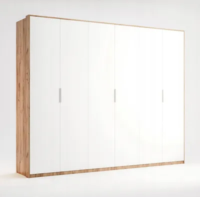 Produktbild von 6-türiger Kleiderschrank Dąb Craft / Weiß Hochglanz – 2740 × 2130 × 580 mm