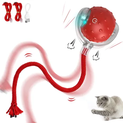 Interaktives Katzenball-Spielzeug, elektrisch, aufladbar, rot
