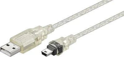 Productafbeelding van Goobay 93194 USB 2.0 Hi-Speed kabel, transparant, 1 meter - USB 2.0-connector (Type A) > USB 2.0 Mini-connector (Type B, 5-polig)