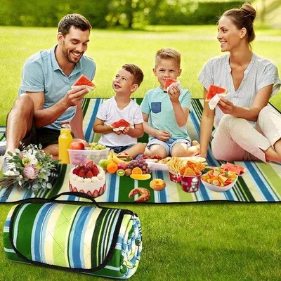 Produktbild von Famanu Picknickdecke 200x200 cm - Wasserfest, Sandabweisend, Faltbar XXL, Maschinenwaschbar