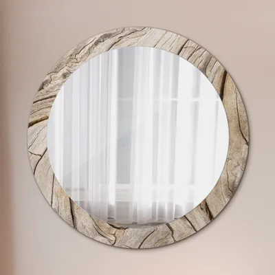 Produktbild von Ø80cm Modern Spiegel - Wandspiegel Wandmontage- Schlafzimmer - Rissig Holz
