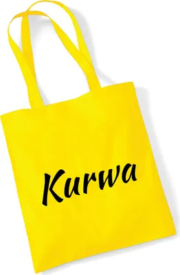 Produktbild von Huuraa Jutebeutel Kurwa Polnisch 10 Liter Yellow Baumwolle Tasche Geschenkidee