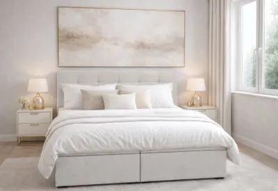 Produktbild von AX LIVING Stauraum Boxspringbett Beige 180x200 cm ohne Topper Galata Doppelbett