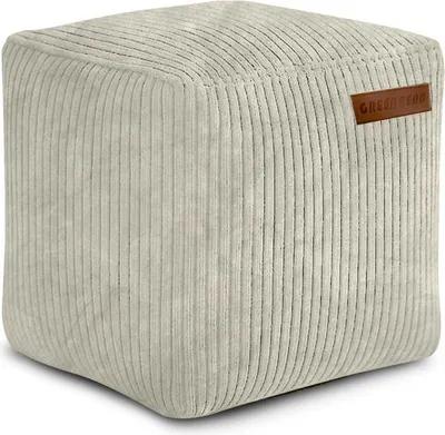 Produktbild von Green Bean® Indoor Sitzhocker Pouf 40x40x40cm EPS-Perlen Füllung & Cordstoff Kuschelig Weich Waschbar - Drinnen Bodenkissen Liegekissen Sitzkissen Sitzhocker Relax-Sessel Kinder Erwachsene Stoff Beige