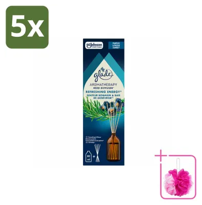 Zdjęcie produktu dla 5 sztuk dyfuzorów zapachowych Glade Aromatherapy, zapach "Odświeżająca energia" - 80 ml - zestaw ekonomiczny