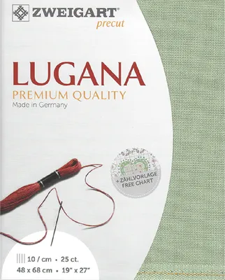 Produktbild von Zählstoff LUGANA Zweigart precut 25 ct. 3835 Farbe 618 moosgrün, 48x68 cm