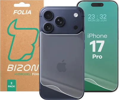 Produktbild von Hydrogel Folie für Display und Rückseite Bizon Glass Hydrogel Pack für iPhone 17 Pro, 2 Stück