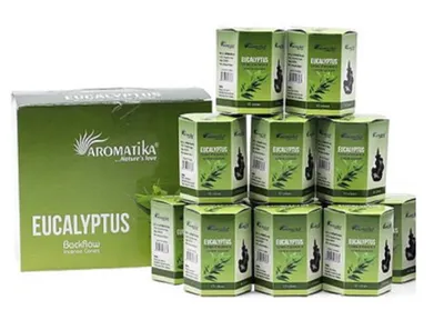 Auf diesem Bild siehst du eine Ansammlung von Eukalyptus-Räucherkegeln.
