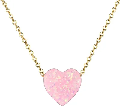 Produktbild von Karisma Damen Edelstahl Gold Collier Anhänger Kette - Halskette Herz Liebe - YLK106 - Pink Opal