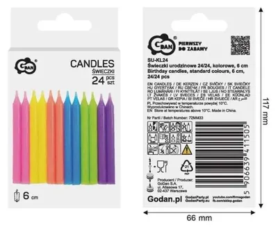 Immagine prodotto di Candeline di compleanno da 6 cm, 24 pezzi - Godan
