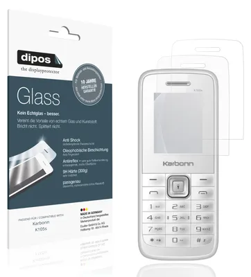 Produktbild von 2x Schutzfolie für Karbonn K105s matt - Anti-Shock 9H Folie dipos Glass Kunststoffglas
