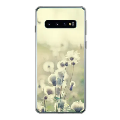 Produktbild von MuchoWow® Handyhülle Schutzhülle Hülle für Samsung Galaxy S10 Blumen - Feld - Weiß Silikon Softcase Handy Hülle - Handytasche