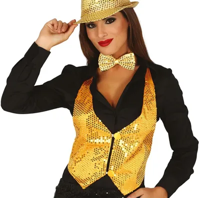 Produktbild von orange/goldene Pailletten Weste für Damen