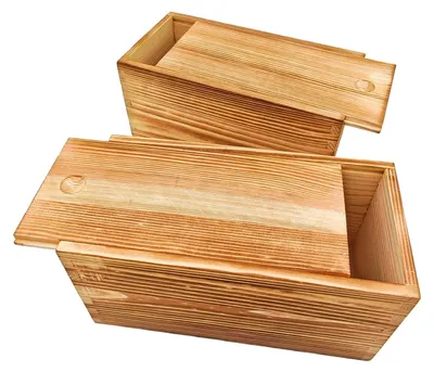 Image de Solidchoice - Coffret de rangement en bois, lot de 2, avec couvercle coulissant