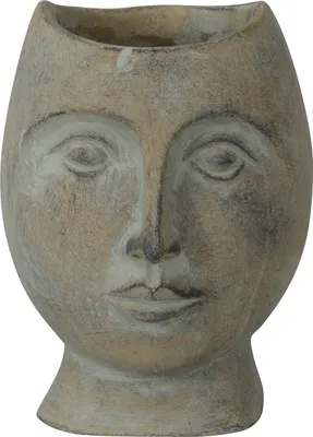 Produktbild von Pflanzbüste Kopf Pflanzkopf Zement patina/grau Büste Ø15x13,5cmH18,5cm Skulptur