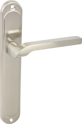 Produktbild von DOMINO Türgriff Blind Drückergarnitur | Langschildgarnitur | Türklinke für Zimmertür, Bürotür, Kellertür & Innentür | L-Form | Türbeschläge aus Aluminium |Silber Türdrückergarnitur | NEMO M9