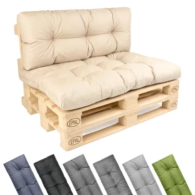 Produktbild von Garronda Palettenkissen Set 2-teilig wasserabweisend UV- & Wasserfest Palettensofa GD-0252 Cappuccino