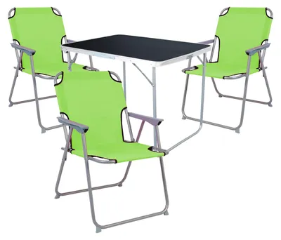 Image de set de camping 4 pièces table de camping + 3 chaises de camping chaise pliante