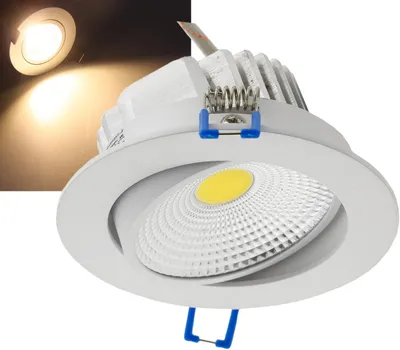 Produktbild von LED-Einbauleuchte COB-7 7W 550lm 3000K 75° Ø109xT47mm Rahmen weiß