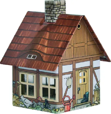 Produktbild von Crottendorfer Räucherhaus aus Metall - Bauernhaus - Größe ca. 10cm, für Räucherkerzen Größe M (Standard)