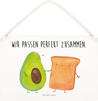 Produktbild von Mr. & Mrs. Panda Schild Avocado Toast DIN A5 - Weiß - Geschenk, Holzschild, Pärchen, wandtafel, Türschild, Freundin, Wandbild Holz, Hochzeitsgeschenk, Hochzeit, Liebe