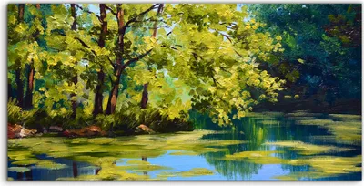 Produktbild von Coloray Glasbild 140x70  Wandbild Glasbilder Malerei Landschaft Fluss im Herbstwald