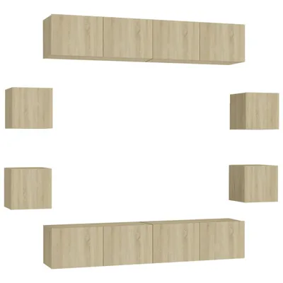 Imagen del producto de vidaXL, juego de 8 piezas para mueble de televisión, estilo Sonoma, madera contrachapada