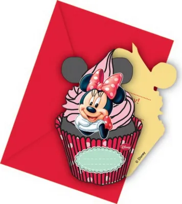 Produktbild von 6 Stück Minnie Mouse Café Einladungskarten, 1Set