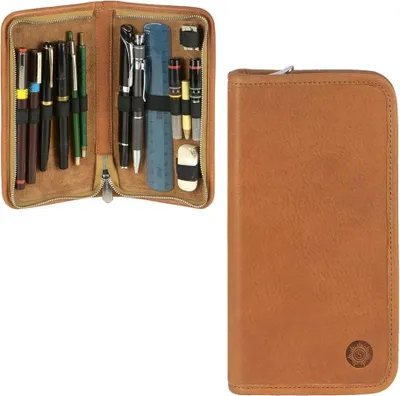 Produktbild von Sonnenleder Stiftetui Leder NOLTE mit 4 Füllerschlaufen Federtasche Etui für Füller natur braun 801-399-01