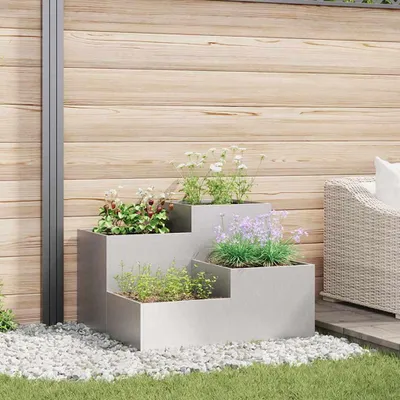 Image de Maison Exclusive - Pot de fleurs de jardin argenté 100 x 100 x 60 cm en acier inoxydable