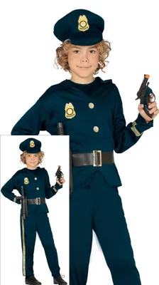 Immagine prodotto di Costume di Carnevale della Polizia Uniforme Blu Oro Bambini Carnevale Avventura Fantasia, Taglia: 98/104 Colore: Blu
