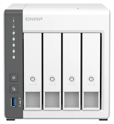 Produktbild von QNAP TS-433 NAS Tower ARM Cortex-A55 4 GB 0 TB QNAP QTS Weiß