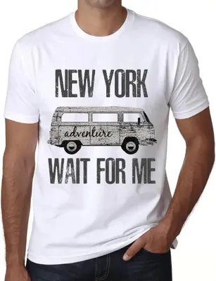 Produktbild von Herren Grafik T-Shirt Abenteuer warten auf mich in New York – Adventure Wait For Me In New York – Öko-Verantwortlich Vintage Jahrgang Kurzarm Lustige