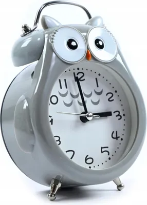 Zdjęcie produktu dla Sowa Szary Zegar Z Budzikiem Dla Dzieci Alarm