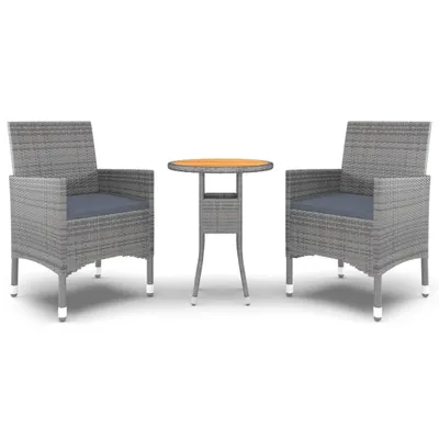 Produktbild von vidaXL 3-tlg. Garten-Essgruppe Poly Rattan Grau