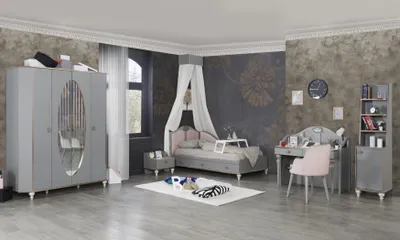 Produktbild von Komplett Jugendzimmer Kinderzimmer Set Schreibtisch Buecherregal Neu