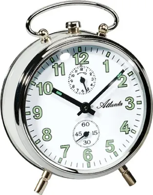 Obrázok produktu pre Atlanta 1065/0 weiß mechanischer Wecker, Metall, Leuchtziffern