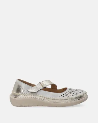 Produktbild von VENEZIA Damen Ballerinas Leder Slipper Schlupfschuhe - Goldene Ballerinas aus Leder mit Klettverschluss aus Echtes Leder Gold Größe 39